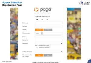 Paga, Fintech Company in Nigeria User Interface: Registration Page